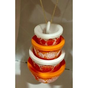 Orange and White Shatterproof Pyrex Ornament